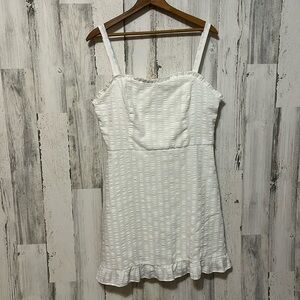 HH75 white picnic short dress summer zipper back classic extra large XL x-large